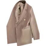 Dámské elegantní sako s límečkem a kapsami Jednobarevné sako z polyesteru Stylový kabátek v různých barvách pro kancelář, společenské akce i volný čas khaki XL