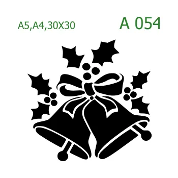 Plastová šablona pro malování - Vánoce - Zvony (A054) - A5 , Lepící fólie