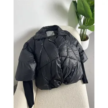 Dámská parka Best Fashion Péřový kabát s límcem z liščí kožešiny Velikost: L, Barva (Varianta): no fur