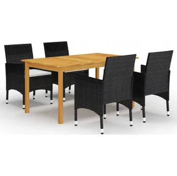 Jídelní stůl Zahradní nábytek, dřevěná sestava VidaXL, černá, 5 dílů