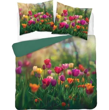 Povlečení DETEXPOL Francouzské povlečení 3D Tulipány micro Polyester - mikrovlákno, 220/200, 2x70/80 cm