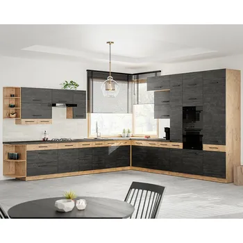 Kuchyňská linka Kuchyňská linka VIGO d | 415x357 cm | lancelot/dark wood