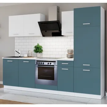 Kuchyňská linka Kuchyňská linka TONI | 260 cm | S PRACOVNÍ DESKOU | bílá/skagerrak modrá