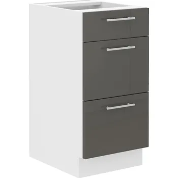 LARA gr | dolní skříňka 40D 3S se zásuvkami | 40 cm | VÝBĚR TYPU ZÁSUVEK | šedá lesk