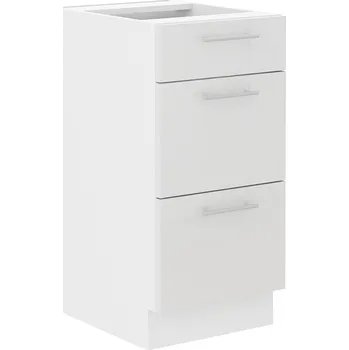 LARA wh | dolní skříňka 40D 3S se zásuvkami | 40 cm | VÝBĚR TYPU ZÁSUVEK | bílá lesk
