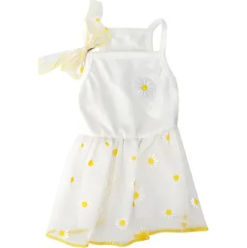 Obleček pro psa Bílé šaty pro malého psa s květinovým vzorem Velikost XS 0,5–1 kg 28 cm hrudník 20 cm délka Lehký letní obleček pro psy