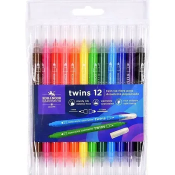 Fixy oboustranné Koh-I-Noor Twins, 12 barev - DO ŠKOLY, NA VYBARVOVÁNÍ