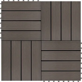 Terasové prkno Terasové dlaždice, 11 ks, WPC, 30 x 30 cm, 1 m2,