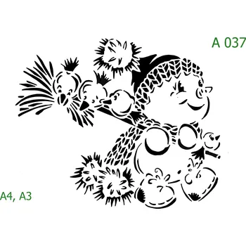 Plastová šablona pro malování - Vánoce - Sněhulák (A037) - A3 , Lepící fólie