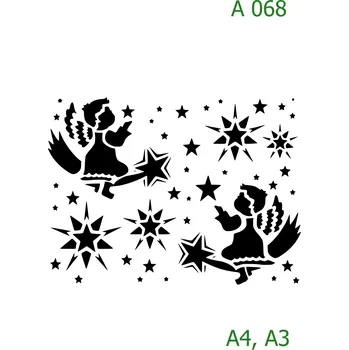 Plastová šablona pro malování - Vánoce - Andělé (A068) - A3 , Nelepící folie