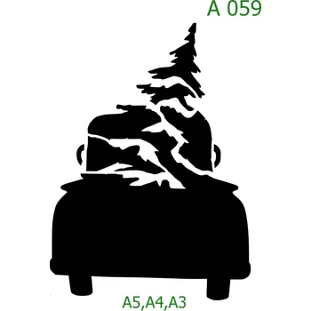 Plastová šablona pro malování - Vánoce - Strom na autě (A059) - A5 , Lepící fólie