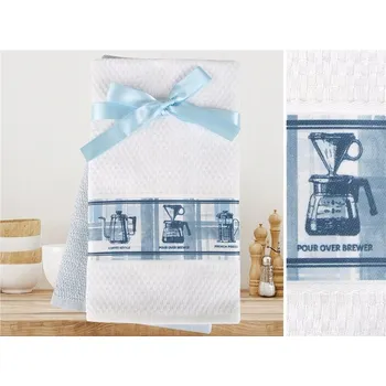 Utěrka Kuchyňská sada 2 ks Hana bílá modrá 3D GRENO