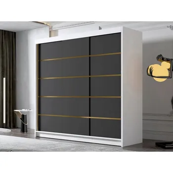 Šatní skříň Skříň Mirjan Evazja 200 x 215 x 58 cm bílá, černá