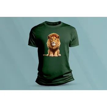 Chlapecké tričko Dětské bavlněné tričko Lev 3. velikost 104 Lahvově zelená