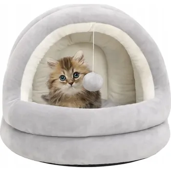 Pelíšek pro psa PELÍŠEK PRO KOČKY 40X40X35CM ŠEDOVĚ-KRÉMOVÝ