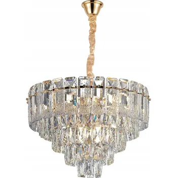 ZÁVĚSNÁ LAMPA SE ZLATÝMI KRYSTALY GLAMOUR LUSTR DO OBÝVACÍHO POKOJE LOŽNICE 50CM