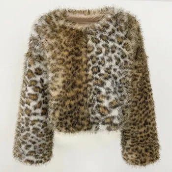 Dámská parka Best Fashion Krátká bunda z umělé kožešiny s leopardím vzorem Velikost: S, Barva (Varianta): Leopardí
