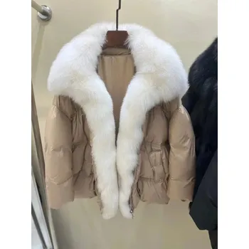 Dámská parka Best Fashion Dámská zimní bunda s širokým límcem z liščí kožešiny Velikost: M, Barva (Varianta): Camel beige