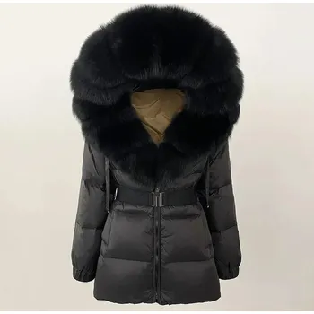 Dámská parka Best Fashion Dámská parka s kapucí a límcem z liščí kožešiny Velikost: M, Barva (Varianta): black black