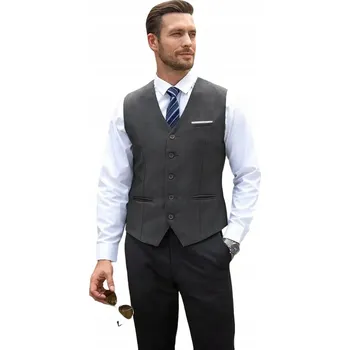Pánská vesta A&J DESIGN pánská vesta elegantní společenská, výstřih do V, velikost 56