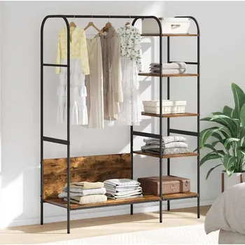 Věšák vidaXL Kovový stojan na oblečení s policí Hnědý dub 120 x 44 x 160 cm [868447]