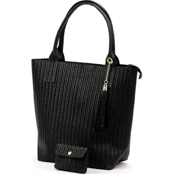 Kožená kabelka Luka 26-028 TOREBKA+PORTFEL - černá