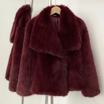 Dámská parka Best Fashion Dámská bunda z umělé kožešiny s efektem liščí srsti Velikost: L, Barva (Varianta): Vínová