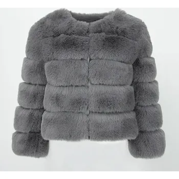 Dámská parka Best Fashion Dámská bunda z umělé kožešiny s efektem liščí a králičí srsti Velikost: L, Barva (Varianta): Šedá