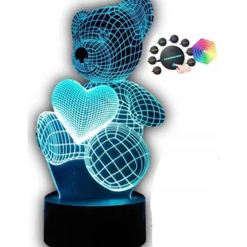 Lampička NOČNÍ LAMPA MEDVÍDEK 3D LED PRO DĚTI RGB + DÁLKOVÝ OVLADAČ