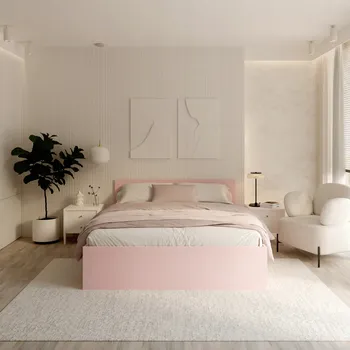 Postel Jednolůžková postel s dekorem dřeva AJKmeble 160x200, odstíny růžové