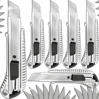 Pracovní nůž 6x NŮŽ NA TAPETY KOVOVÝ ŘEZÁK 18mm + 60 ČEPELÍ