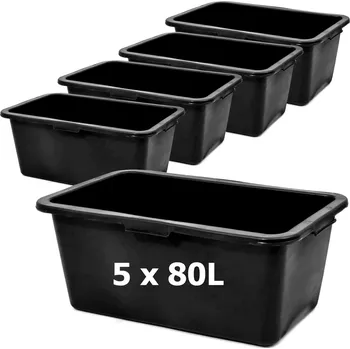Zednická nádoba Stavební vědro 5 ks na maltu obdélníkové 80 L nádoba 78 cm