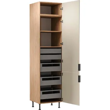 Kuchyňská skříňka SORENTO pz | vysoká skříňka D60T potravinová s policemi a zásuvkami | 60 cm | UNI | puccini/béžová