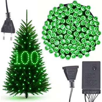 Vánoční dekorace VÁNOČNÍ OSVĚTLENÍ NA STROMEČEK 100 LED SILNÉ ZELENÉ PROGRAMÁTOR