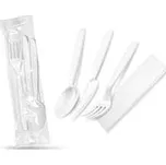 Příborová sada (PP) opakovaně použitelná nůž-vidlička-lžíce+ubrousek bílá [250 sad],rychlé dodání