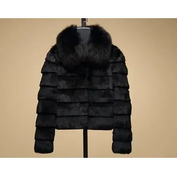 Dámská vesta Best Fashion Dámská kožešinová vesta z králičí a liščí kožešiny Velikost: M, Barva (Varianta): Černá