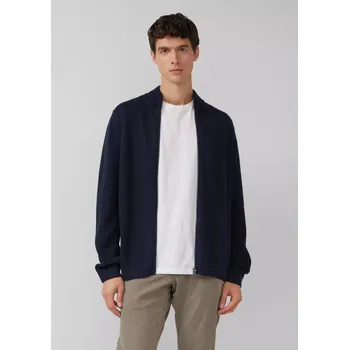 Pánský svetr s.Oliver pánský bavlněný svetr na zip tmavě modrý Velikost: M