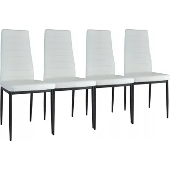 Jídelní židle Sada 4 ŽIDLÍ Brand čalouněných bílou ekokůží s prošíváním - HIT do kuchyně