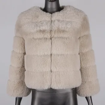 Dámská parka Best Fashion Dámský elegantní kabát z umělé kožešiny s límcem a hřejivou podšívkou Velikost: M, Barva (Varianta): Khaki