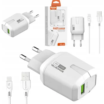 SÍŤOVÁ NABÍJEČKA 3A 18W + KABEL IPHONE BÍLÁ SOMOSTEL 3000mA USB SMS-Q02