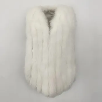 Dámská vesta Best Fashion Dámská kožešinová vesta z liščí kožešiny s koženou podšívkou Velikost: ONE SIZE, Barva (Varianta): Bílá
