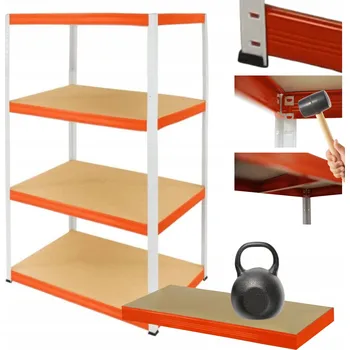 Dílenský regál Kovový regál do skladu, garáže, stojan HELIOS 180x110x40cm, 4 police x 175 kg PL