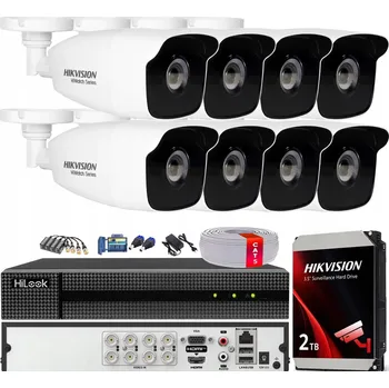 Bezpečnostní kamera Sada monitoringu 8 kamer HWT-B220-M 2Mpx Hikvision AHD TVI venkovní s 2TB diskem
