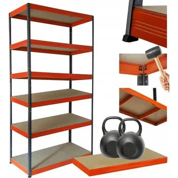 Dílenský regál Kovový regál skladový stojan HELIOS 213x110x30cm 6 polic x 275kg ZÁTĚŽ