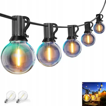 Vánoce Zahradní Girlanda Světelný Řetěz LED 18m 30x Žárovek Venkovní G40