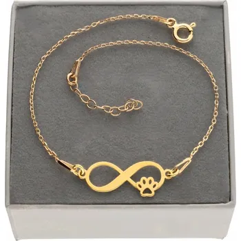 Náramek Zlatý náramek INFINITY NEKONEČNO LAPA PSA KOČKY STŘÍBRO 925