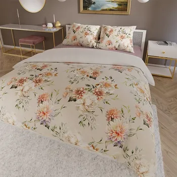 Povlečení Povlečení 220x200 Bavlněný satén Manila Květiny Pastelové