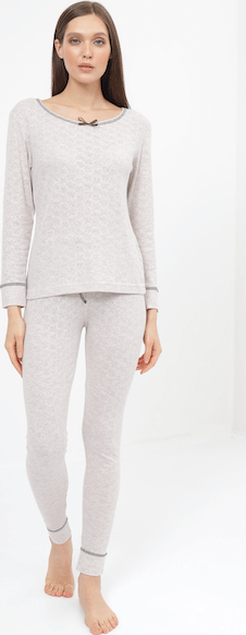 Luisa Moretti Dámské pyžamo ELISA, Přírodní, V dárkovém boxu, Bavlna 50% / polyester 50%, Dlouhý rukáv - vel. S