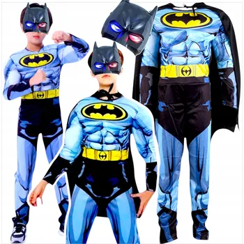 Karnevalový kostým KOSTÝM BATMAN OBLEK SVALY MASKA LED SVÍTÍCÍ PÁRTY