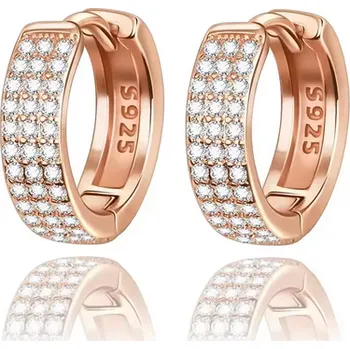 Náušnice Prosperk Náušnice kroužky rose gold s dvojitými kamínky